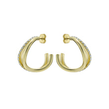 Load image into Gallery viewer, ted baker wayva: jewelled wave crystal gold tone large hoop earrings
