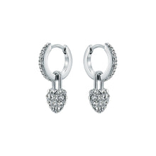 Load image into Gallery viewer, ted baker pari: pave crystal padlock huggie earrings silver tone clear crystal