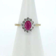 Load image into Gallery viewer, 9kt Yellow Gold - Oval Ruby and Diamond Cluster Ring
