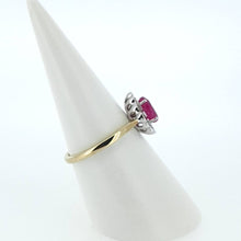 Load image into Gallery viewer, 9kt Yellow Gold - Oval Ruby and Diamond Cluster Ring
