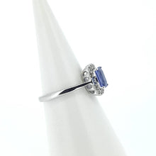 Load image into Gallery viewer, 9kt White Gold - Emerald cut Tanzanite and Diamond Cluster Ring
