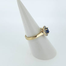 Load image into Gallery viewer, 9kt Yellow Gold - Oval Sapphire &amp; Diamond Cluster Ring
