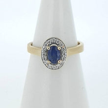 Load image into Gallery viewer, 9kt Yellow Gold - Oval Sapphire &amp; Diamond Cluster Ring
