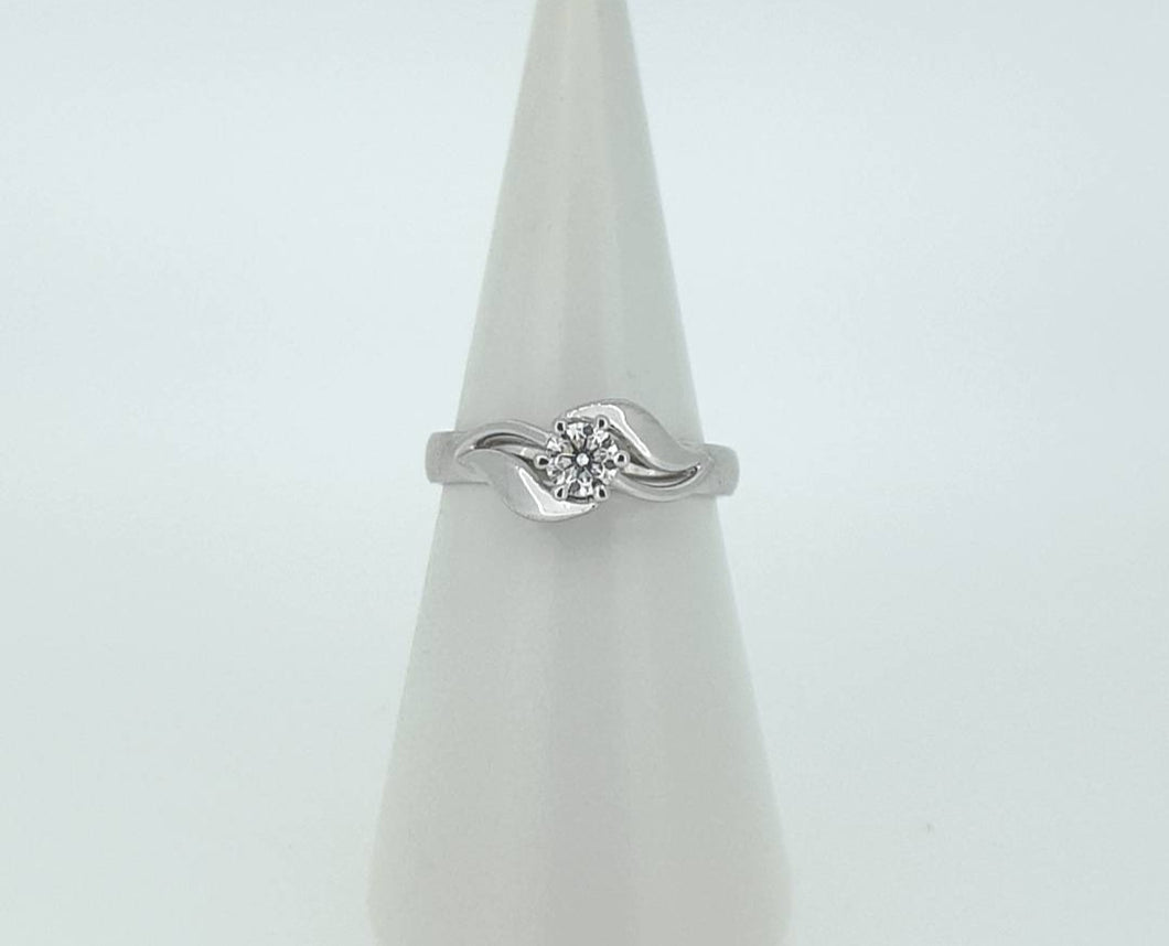 9kt White Gold - Diamond Solitaire Plain Twist Engagement Ring