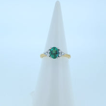 Load image into Gallery viewer, 18ct Yellow Gold Emerald &amp; Diamond Engagement Ring
