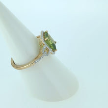 Load image into Gallery viewer, 9ct Yellow Gold Peridot &amp; Diamond Dress Ring
