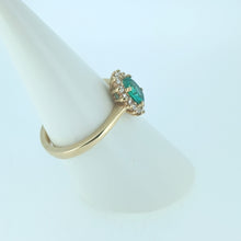 Load image into Gallery viewer, 9ct Yellow Gold Emerald &amp; Diamond Oval Engagement Ring
