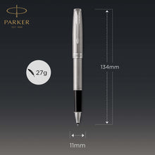 Load image into Gallery viewer, parker sonnet rollerball pen stainless steel with palladium trim fine point black ink

