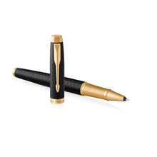 Load image into Gallery viewer, parker im rollerball premium black gold trim fine pen
