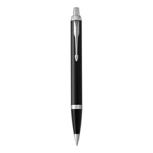 Load image into Gallery viewer, parker im ballpoint black chrome trim medium point blue pen
