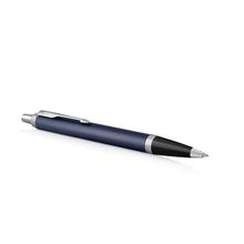 Load image into Gallery viewer, parker im ballpoint blue chrome trim medium point blue pen
