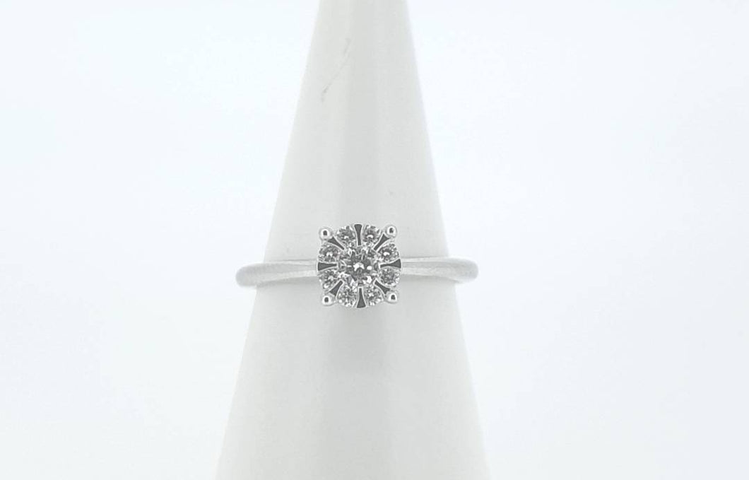 9Kt White Gold - Solitare Cluster Engagement Ring