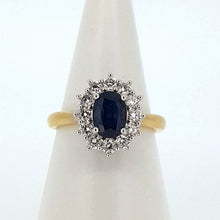 Load image into Gallery viewer, 18kt Yellow Gold - Sapphire and Lab Diamond Cluster
