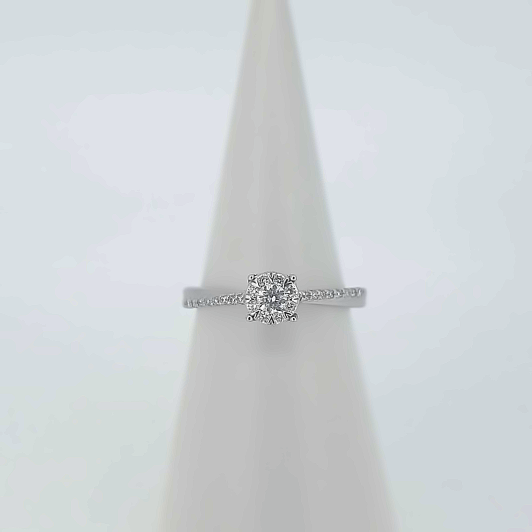 9kt White Gold - Diamond Cluster Engagement Ring