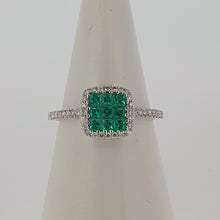 Load image into Gallery viewer, 18kt White Gold - Diamond and Emerald Engagement Ring
