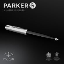 Load image into Gallery viewer, parker 51 ballpoint pen black barrel with chrome trim medium point with black ink refill
