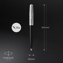 Load image into Gallery viewer, parker 51 ballpoint pen black barrel with chrome trim medium point with black ink refill

