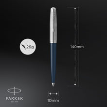 Load image into Gallery viewer, parker 51 ballpoint pen midnight blue barrel with chrome trim medium point with black ink refill
