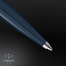 Load image into Gallery viewer, parker 51 ballpoint pen midnight blue barrel with chrome trim medium point with black ink refill
