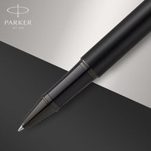 Load image into Gallery viewer, parker im rollerball pen matte black with black trim fine point with black ink refill
