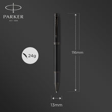 Load image into Gallery viewer, parker im rollerball pen matte black with black trim fine point with black ink refill
