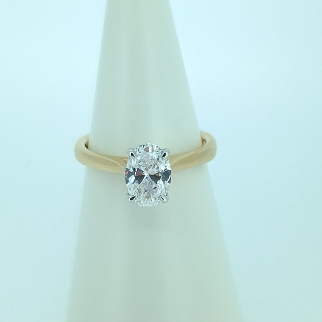 9kt Yellow Gold - Oval Solitaire Lab Diamond Engagement Ring