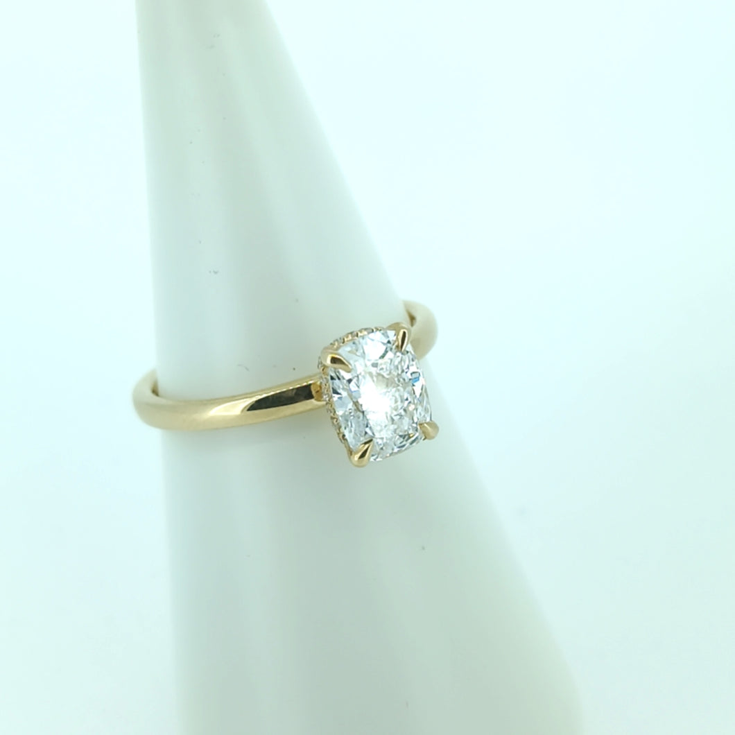 9kt Yellow Gold - Cushion Solitaire Diamond Engagement Ring