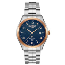 Load image into Gallery viewer, roamer r-100 automatic gents two tone blue dial stainless steel bracelet watch
