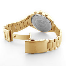 Load image into Gallery viewer, roamer pro chronograph gents gold plated black dial bracelet watch
