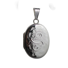 Load image into Gallery viewer, Silver Handmade Oval Engraved Locket
