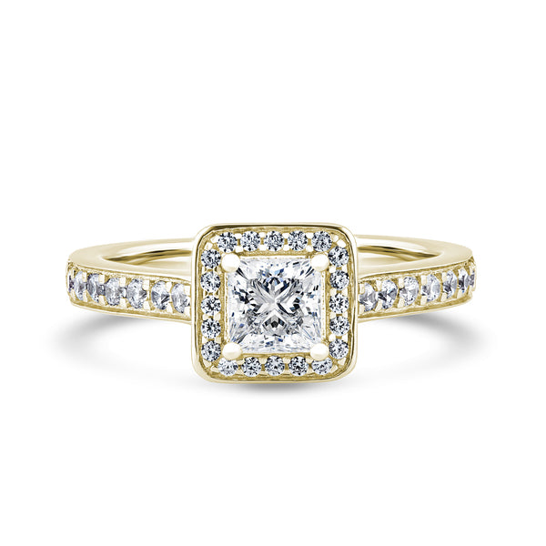 9kt Yellow Gold - Princess Cut Lab Diamond Engagement Ring