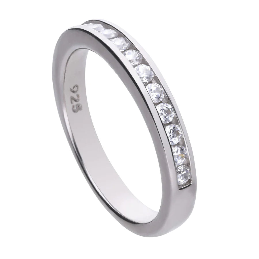 Diamond Fire - Channel Set Silver Ring