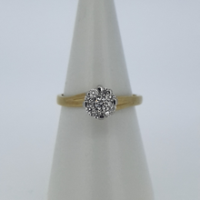 Load image into Gallery viewer, 9kt Yellow Gold - Diamond Solitaire Cluster Engagement Ring
