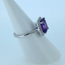 Load image into Gallery viewer, 14ct White Gold Amythest &amp; Diamond Dress Ring
