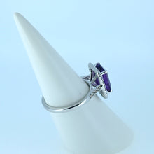 Load image into Gallery viewer, 14ct White Gold Amythest &amp; Diamond Dress Ring
