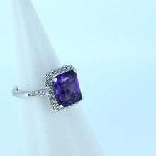 Load image into Gallery viewer, 14ct White Gold Amythest &amp; Diamond Dress Ring
