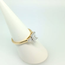 Load image into Gallery viewer, 9ct Yellow Gold 3 Stone Emerald Cut Diamond Engagement Ring
