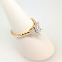 Load image into Gallery viewer, 9ct Yellow Gold 3 Stone Emerald Cut Diamond Engagement Ring

