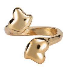 Load image into Gallery viewer, uno de 50 mutualove gold-plated metal alloy ring with 2 hearts
