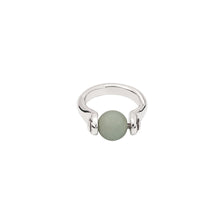 Load image into Gallery viewer, uno de 50 moon silver-plated metal alloy ring with small amazonite ball
