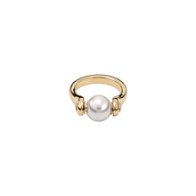Load image into Gallery viewer, uno de 50 full pearlmoon gold-plated metal alloy ring with small pearl
