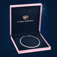 Load image into Gallery viewer, chiara ferragni chain necklace small chain with blue stone and white crystals 33cm + 7

