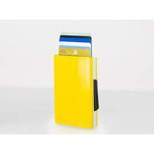 Load image into Gallery viewer, ogon cascade wallet yellow glossy leather 6 cards + cash
