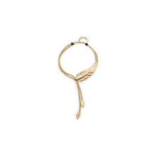 Load image into Gallery viewer, uno de 50 feather gold plated metal alloy necklace with feather shape
