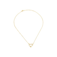 Load image into Gallery viewer, uno de 50 straight to the heart necklace with chain and heart nailed in gold-plated metal alloy and white topazes
