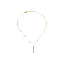 Load image into Gallery viewer, uno de 50 silver needle necklace with chain and needle in gold plated metal alloy and white topazes
