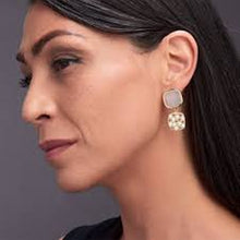 Load image into Gallery viewer, aquaforte caramelle reverse earrings with cognac glass paste and reverse pav�
