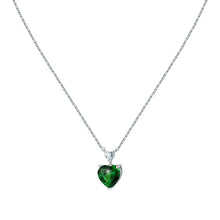 Load image into Gallery viewer, chiara ferragni diamond heart pendant 38cm + 4cm 1 emerald and 1 white heart stones
