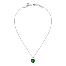 Load image into Gallery viewer, chiara ferragni diamond heart pendant 38cm + 4cm 1 emerald and 1 white heart stones
