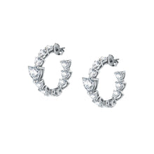 Load image into Gallery viewer, chiara ferragni diamond heart earrings hoop with white heart stones
